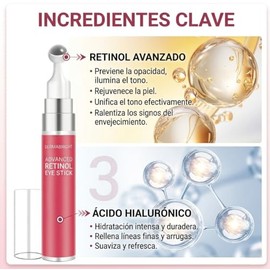 Contorno de Ojos en Barra con Retinol y Ceramidas, Crema para Ojeras, Bolsas y Líneas Finas con Aplicador de Bola de Masaje 360°, Eye Stick Hidratante