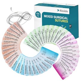 Hilo de sutura Alcedo con aguja, 44 unidades, no absorbible, solo educación