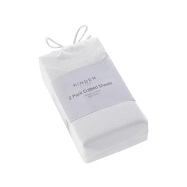 Kinder Valley Cot Bed Sheets - 2 Pack Baby Cot Bed Fitted Sheets for Luxurious Comfort, Soft Poly Cotton Durable Cotbed Sheets, Easy to Maintain & Machine Washable | (White, 140cm x 70cm)