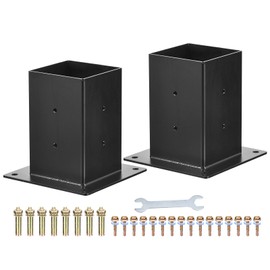 uxcell 4x4 Post Base 2pcs, Inner Size 3.6 x 3.6 Inch, Black Powder Coated Deck Post Base Post Brackets with Screws for Deck Railing, Log Cabin Outdoor