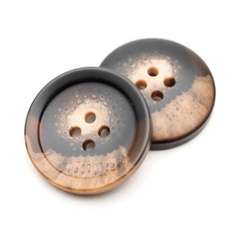 CRAFTMEMORE 4 Holes Buttons Horn-Like Resin Button for Garment Sewing Men's Suit DIY Crafts TG48 (18mm,12pcs,Brown)