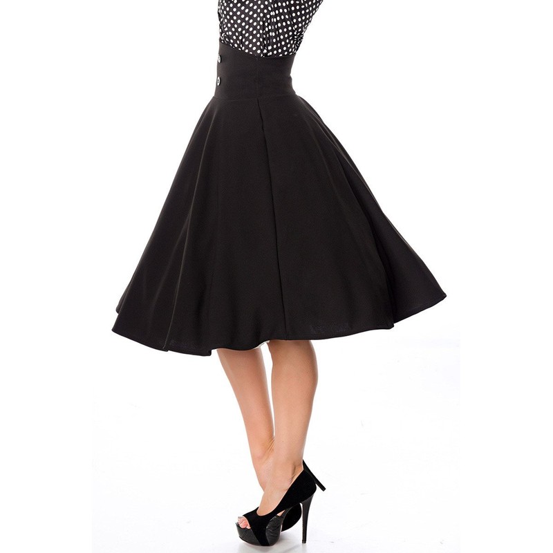Belsira Circle Skirt Medium-Length Skirt Black XXL