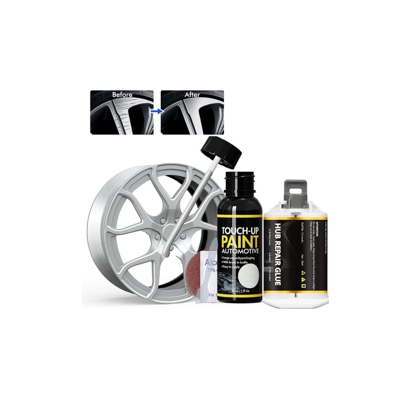 XTryfun Silver Gray Rim Touch Up Paint, Rim Repair Kit