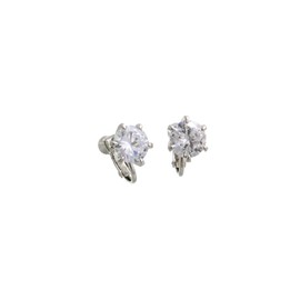 Vingtaine P5100 Single Earring, Cubic Zirconia, 0.3 inch (8 mm), 0.3 inch (9 mm), 58 Faced, Round Brilliant Cut, Brass Stainless Steel Cubic Zirconia