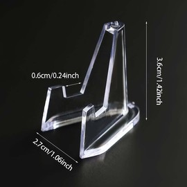 PAIKIUU Mini Acrylic Easel Coin Display Stand, 20PCS Acrylic Clear Coin Stands Trading Card Display Stand Mini Card Holder for Cards Coins Medals Handicrafts Collectibles Display 1.42 inch Tall