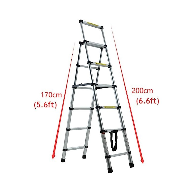 Qimu 5+6 Step(5.6ft + 6.6ft) Telescoping Ladder Aluminum Extension Step