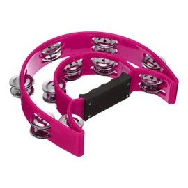 PATIKIL Tambourine, Hand Bell Wrist Bells Jingle Bells Percussion Instruments Musical Rhythm Band with 10 Double Row Bells for Adults Church Music Class Birthday Party Christmas, Pink