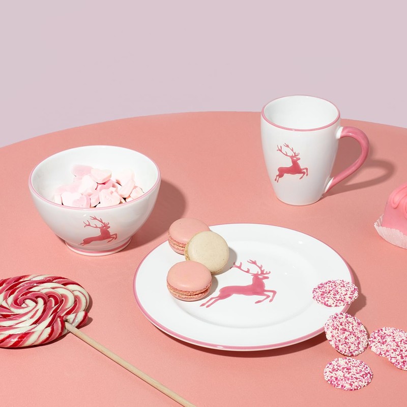 GMUNDNER KERAMIK Dessert Plate Gourmet Diameter 22 cm Pink Deer