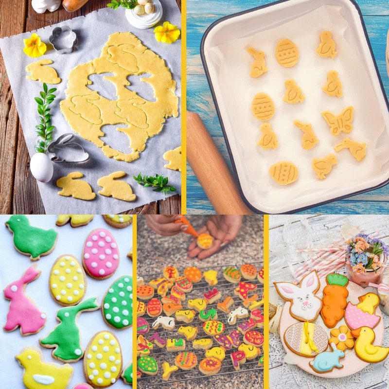 Crethinkaty Mini Easter Cookie Cutter Set,12 Pcs Shamrock Cookie Cutters