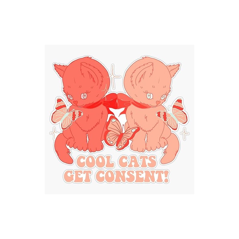 Cool Cats Get Consent 1 Bumper Sticker Vinyl Decal 5"