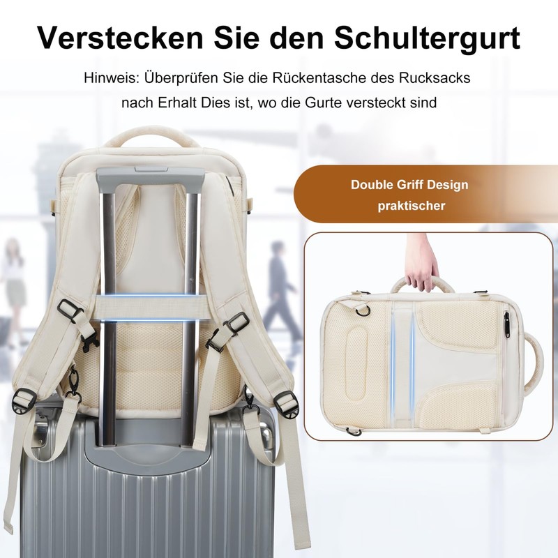 MATEIN Hand Luggage Backpack Airplane for Hand Luggage, beige, Business