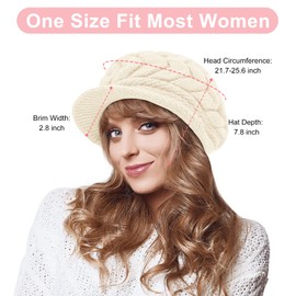 YSense 2 Pack Womens Winter Hats Warm Knit Hat Slouchy Beanie Cap with Brim Gifts Beige Pink