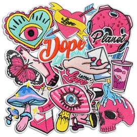 Dark Embroidered Applique Iron On Patches for Backpacks, Rock Band Patches for Jackets, Cool Sew Patch for Clothing, Jeans, Hats, DIY Accessories (Dark13 16 Pcs)