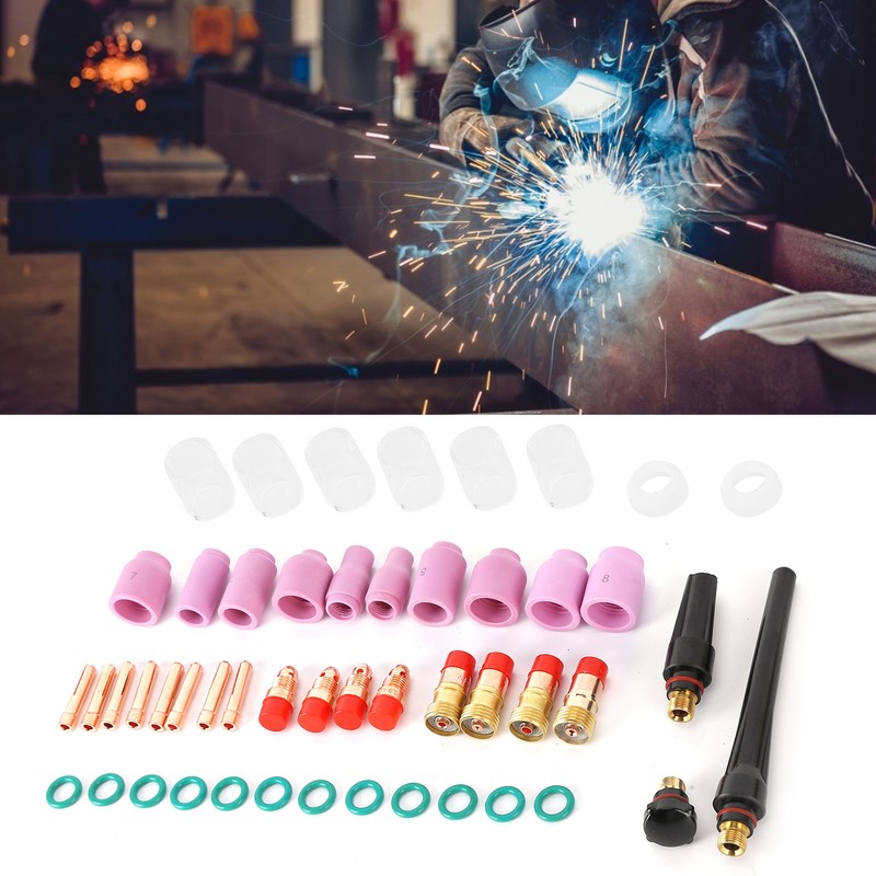 49Pcs TIG Welding Torch Kit Collets Ceramic Nozzles Cups Replacement