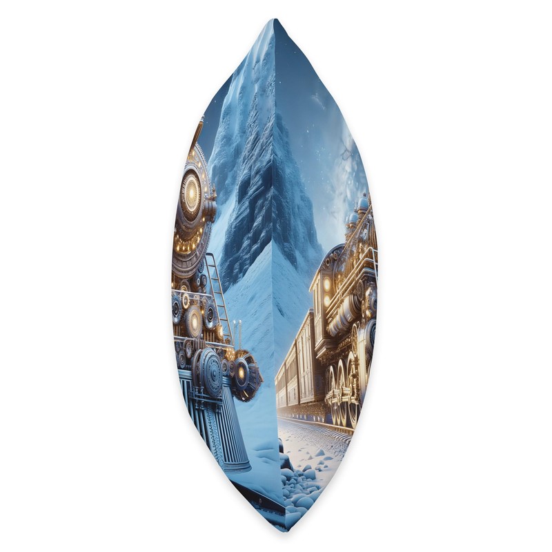 Fantasy Steam Train Winter Throw Pillow