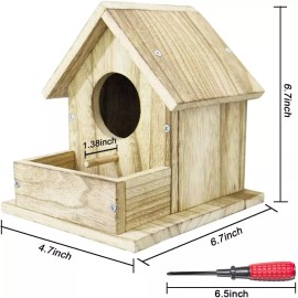 pleasure DIY Outdoor Wooden Bird Feeding Build House Window Feeder Birdhouse Protector
