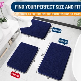 OLANLY Bathroom Rugs 24x16, Extra Soft Absorbent Chenille Bath Rugs, Rubber Backing Quick Dry, Machine Washable Bath Mats for Bathroom Floor, Tub and Shower, Home Decor Accessories, Navy