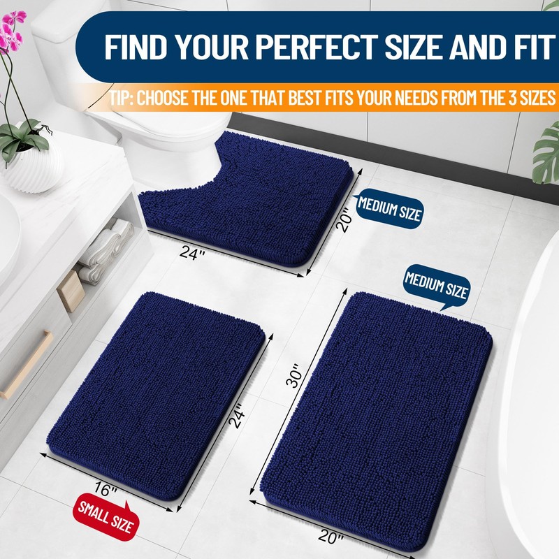 OLANLY Bathroom Rugs 24x16, Extra Soft Absorbent Chenille Bath Rugs,