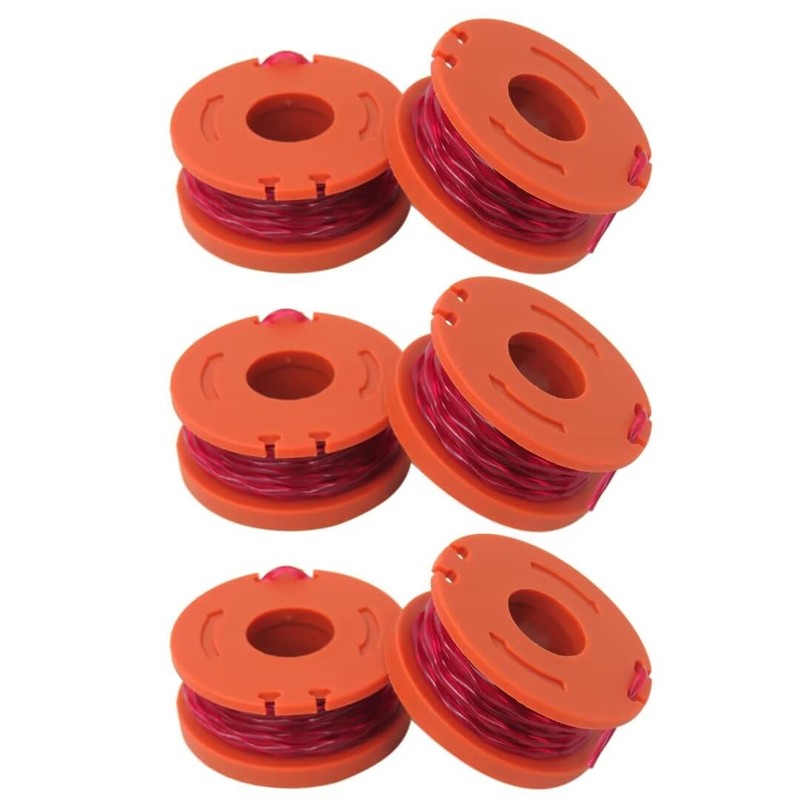 HaeKap 6 Pcs Trimmer Spool Line for Worx WA0010 Replacement