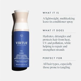 VIRTUE Strength and Shield - Acondicionador sin enjuague, desenreda y fortalece el cabello, todo tipo de cabello, seguro para el color, 5 onzas líquid