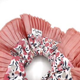 MyBiebi Maxi Scrunchies for Women, Girls, Kids. Double Layered Hair Ties Pleated Patterns Scrunchie. Exclusive Multicolor Ribbon Elastic edition ideal for Ponytails, wrist decoration and Gifts (Coral)