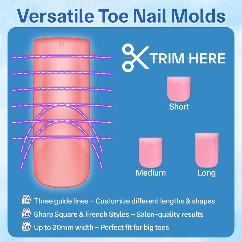 AMilHiTon Red Polygel Dual Nail Forms for Toes, Long Square