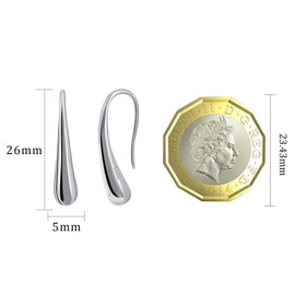 Silver Teardrop Pull Through Earrings 925 Sterling Silver Earrings Drop Dangle Earrings Handmade Threader Earrings for Women