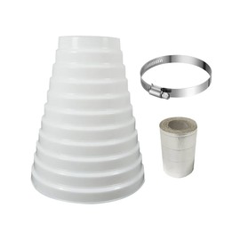 Oneyijun 100 mm - 200 mm Diameter White ABS Plastic Round Fittings Channel Pipe Reducer Piping Pipe Line Multi Extractor Fan Ventilation Air Pipes Hoses Connection with Stainless Steel Clamp and