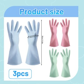 KSVFTB 3 Pairs Washing Up Gloves, Reusable Rubber Gloves, Kitchen Gloves for Washing Dishes With Non-Slip Grip, Cleaning Gloves with Embossed Palm for Kitchen & Bathroom Cleaning