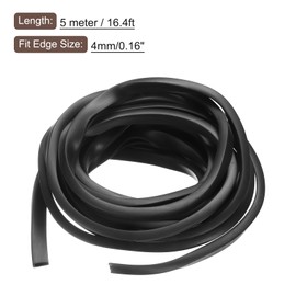sourcing map sourcing map U Channel Edge Trim, 16.4ft Length Rubber Guard Seal Strip Edge Protector Flat Type Fit for 4mm Edge, (11/32" W x 7/16" H) Black