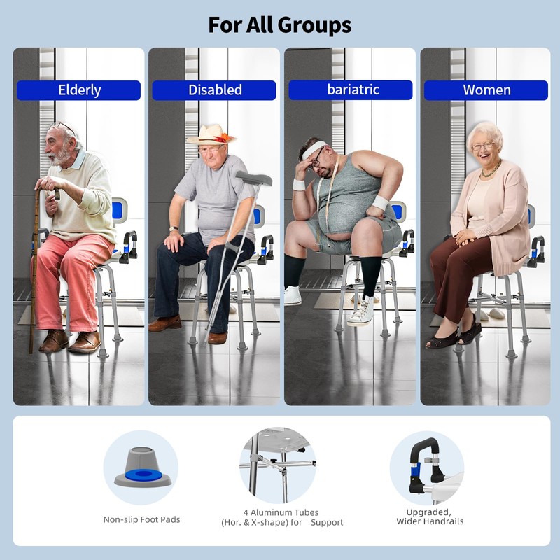 Swive Shower Chair with Arms and Back Heavy Duty 500