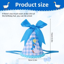 Lyreh Goose Birthday Hat, 1st Celebration Birthday Hat with Bow Funny Bow Goose Crown Decorations Supplies (Blue)