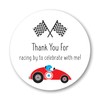 2" Round Race Car Birthday Thank You Faovor Stickers -