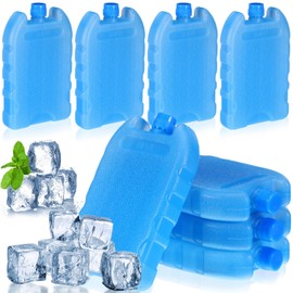 LIOOBO Blue Ice Packs for Coolers: 8PCS Reusable Ice Blocks for Portable Air Conditioner Fan Lunchbox and Swamp Cooler Evaporative AC Fans Freezer Blocks Cube Set