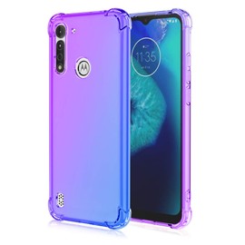 DABUNA Funda para Moto G8 Power Lite Case Uso Rudo,Transparente Colores Degradados Protectora de Cámara Anticaída Carcasa Bumper(Púrpura Azul)