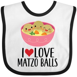 inktastic I Love Matzo Balls Baby Bib White and Black 412f6