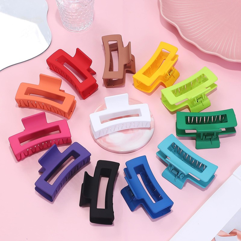 Sisiaipu 3.5 Inch Medium Hair Accessories: 12 Pcs Square Jaw