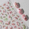Spring Flower Nail Art Stickers 5D Embossed Bunny Flowers Nail