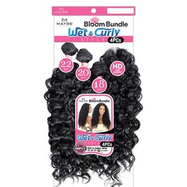 Mayde Beauty Bloom Bundle Deep Curl Weave Multipack With Closure WET & CURLY 4PCS (18"20"22"+CL) (1B)