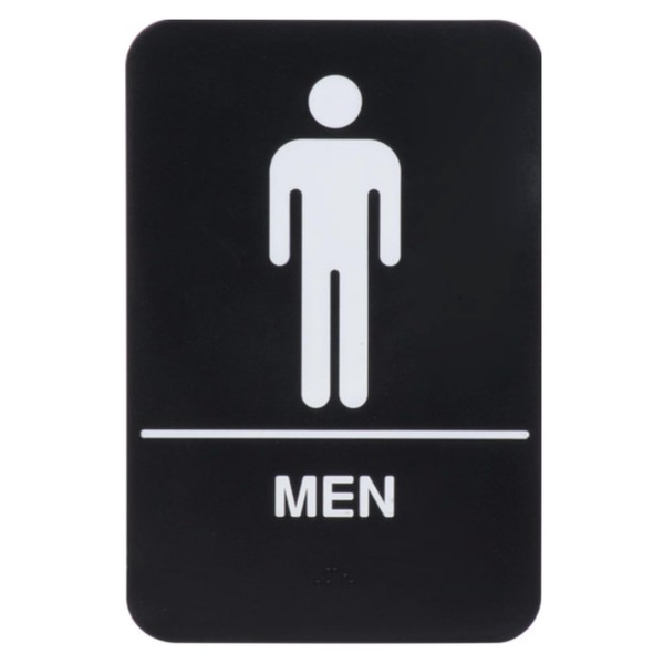ADA Men's Restroom Sign with Braille Sign w/Adhesive Back -