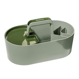 HAN Toolbox Loft Plastic Basket with Handle, 4 Compartments Desk Basket, Cleaning Basket, Craft Basket, Storage for Utensils, Light Green, 1200-41