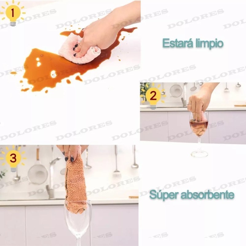 Dolores Cocina Vellón Coral Toalla Paño Absorbente Trapos Limpieza