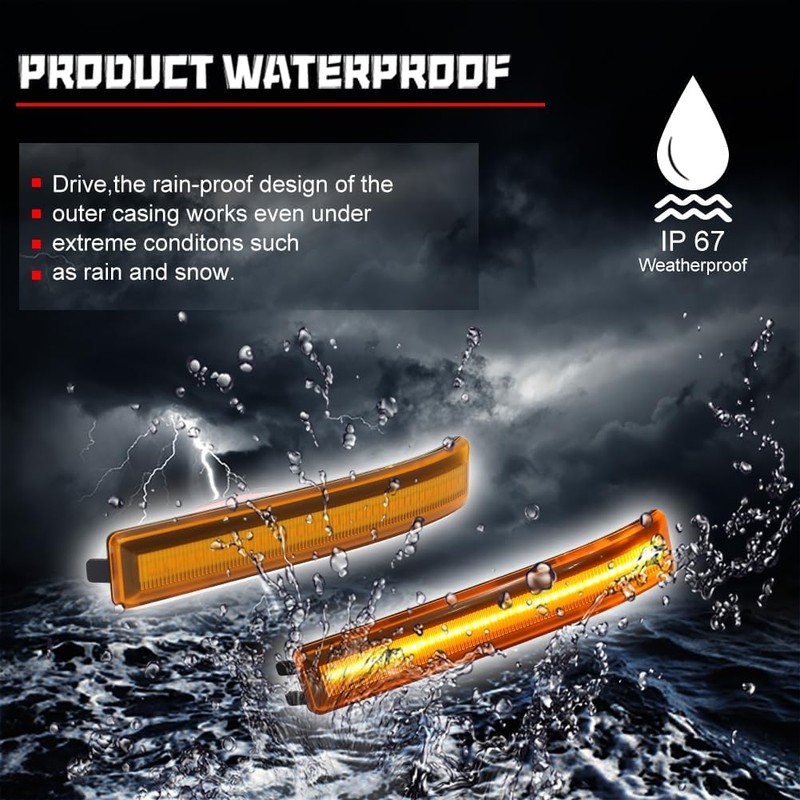 GTINTHEBOX Amber Lens Amber Led Side Mirror Marker Turn Signal