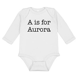 A is for Aurora Long Sleeve Baby Infant One Piece Bodysuit Newborn White