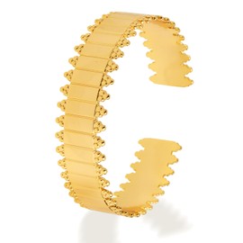 Frigotine Chunky Gold Open Cuff Wide Bangle Bracelets for Woman, Trendy Statement Minimalist 18k Gold Plated Adjustable Bracelet Prom Jewelry Gifts