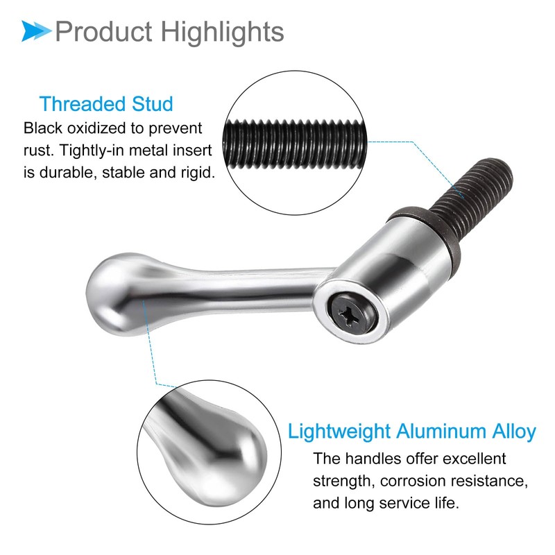 CoCud Clamp Lever Handle M10 x 25mm Male Thread Adjustable