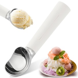 Electric Heated Ice Cream Scoop - Rechargeable Icecream Scoop with LED Display, IP67 Waterproof, Professional lce Cream Scoop for Hard lce Cream by Huyho (White)