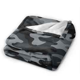 Duduho Military Camouflage Bed Blanket Ultra Soft Grey Camo Throw Blanket All Season Warm Light Weight Cozy Plush Blankets for Home Bedroom Sofa Chair Travel, 40"X50"