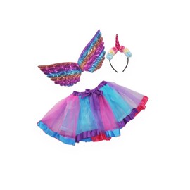 Ciao - Moonshine Unicorn Disguise Kit (Tutu Skirt, Wings, Tiara with Horn), Multicoloured