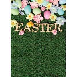 Dudaacvt 8x10 ft Easter Backdrop Happy Easter Backdrops Easter Green Grass Colorful Eggs Backdrop Easter Party Decorations Banner